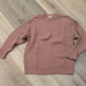 Men's Crewneck Cable Knit Sweater - Rosewood
